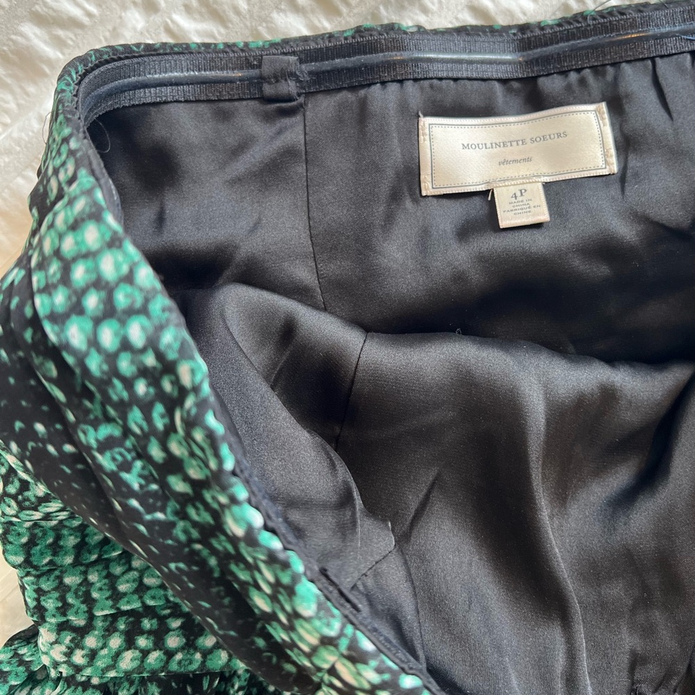 Anthropologie Moulinette Soeurs Vernalis green maxi dress strapless snakeskin 4P - Picture 13 of 16